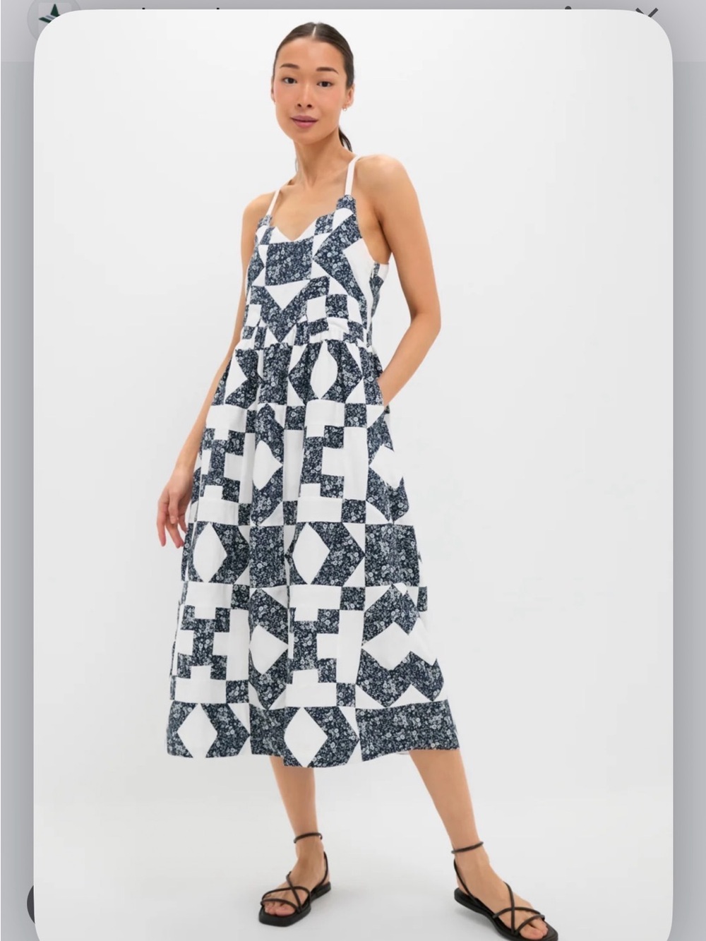 SEA NEW YORK Navy Ana Patchwork Print Tank Dress